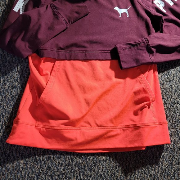 PINK ULTIMATE BY VICTORIA'S SECRET ORANGE AND BURGUNDY PULLOVER SIZE MEDIUM - Picture 6 of 8